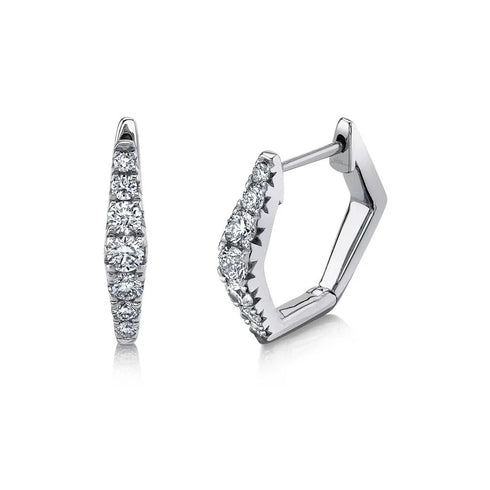Hexigon Hoop 0.6in Diamond Earrings - 1