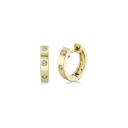 Burnished Hoop Diamond Earrings - 1