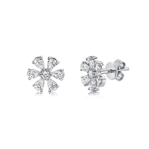 Flower Stud 0.4in Diamond Earrings - 1