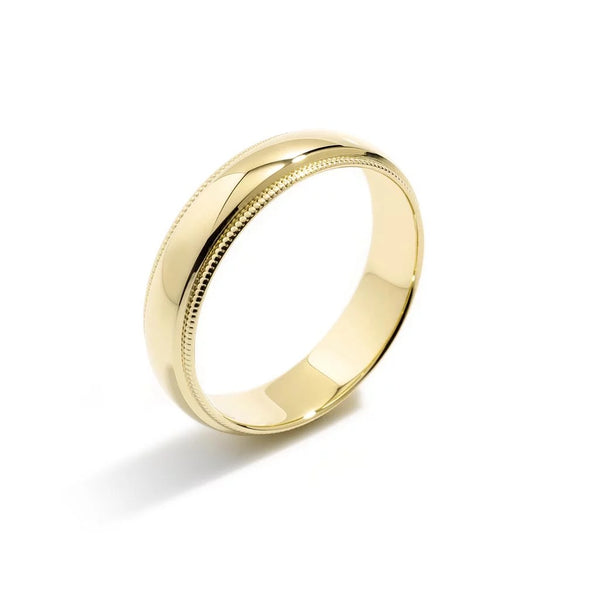 Half Round Classic Wedding Band With Milgrain - 1