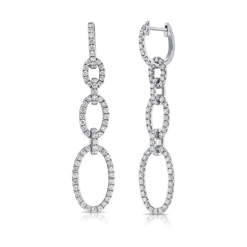 Diamond Paperclip Link Drop Earrings - 1