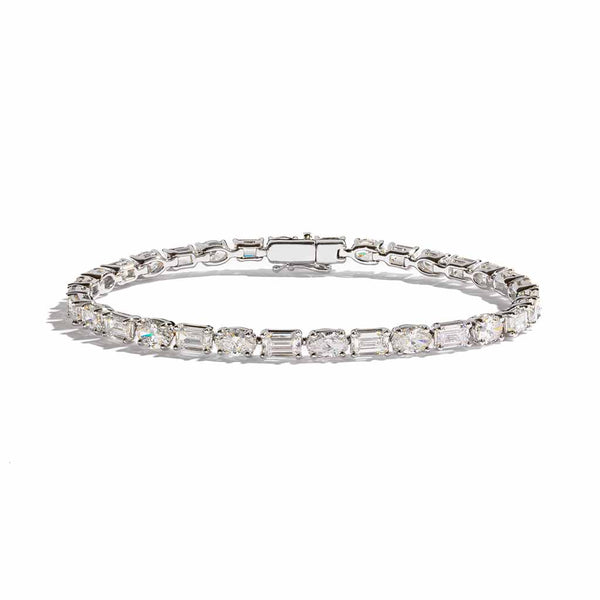 Flexible Prong Baguette And Oval Diamond Bracelet - 1