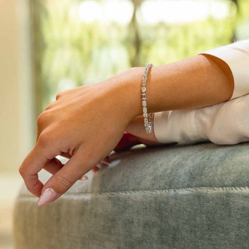 Flexible Prong Baguette And Oval Diamond Bracelet - 2