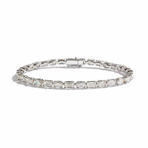 Flexible Prong Baguette And Oval Diamond Bracelet - 3
