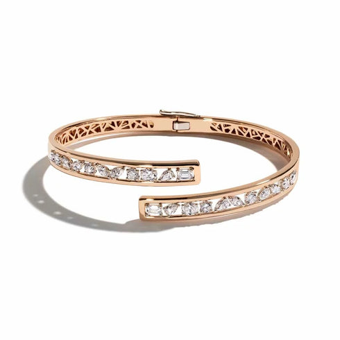 By-Pass Wrap Prong Multi Shape Diamond Bangle - 3