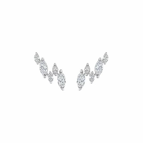 Cluster Prong Stud Marquise Diamond Earrings - 1