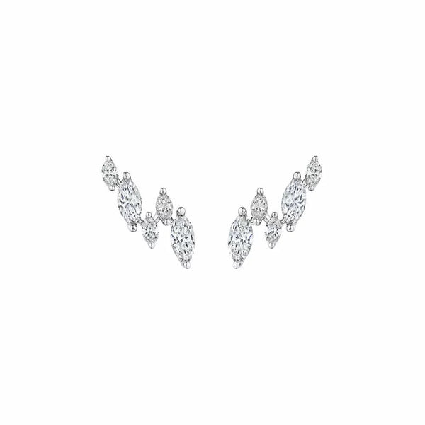 Cluster Prong Stud Marquise Diamond Earrings - 1