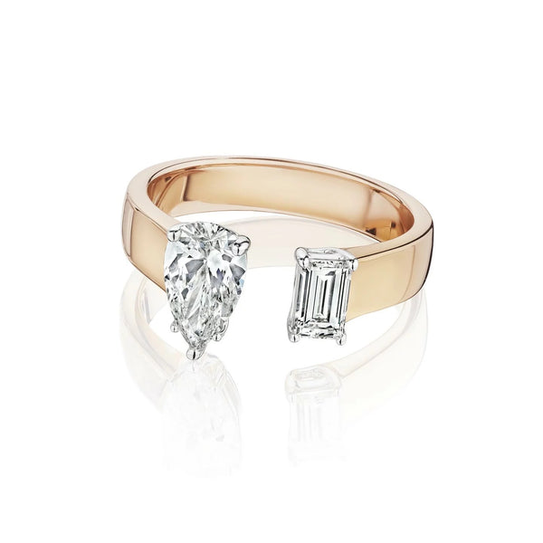 By-Pass Prong Pear And Baguette Diamond Ring - 1