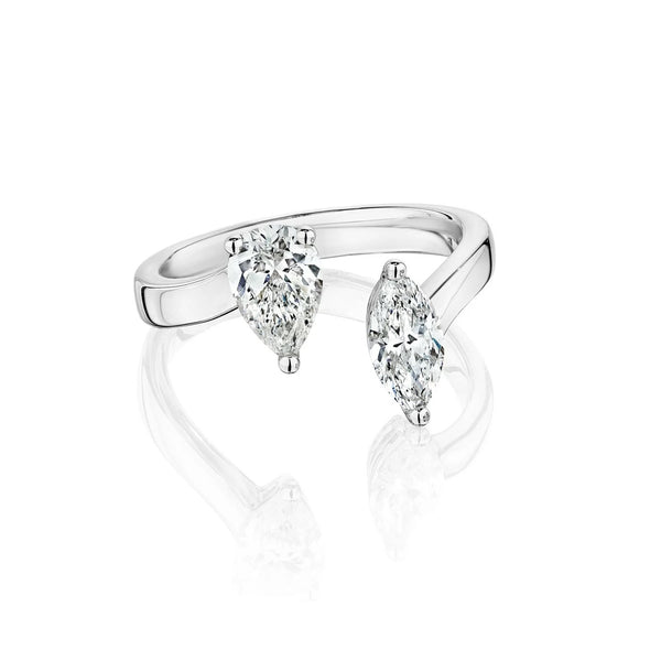 By-Pass Prong Pear And Marquise Diamond Ring - 1