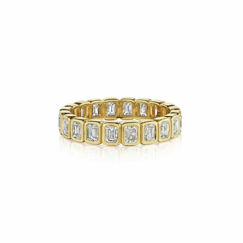 Bezel Emerald Diamond Eternity Ring - 1