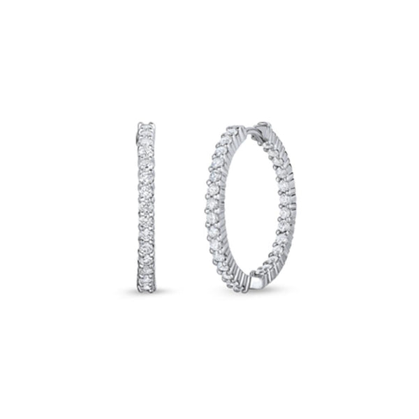 Small Inside Outside Diamond Hoop Earrings - 1