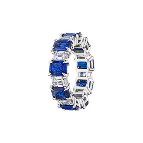 Blue Sapphire And Diamond Eternity Ring - 1
