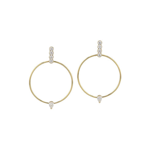Diamond Loop Drop Earrings - 1