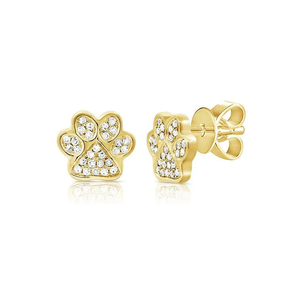 Paw Pave Stud 0.27mm Diamond Earrings - 1