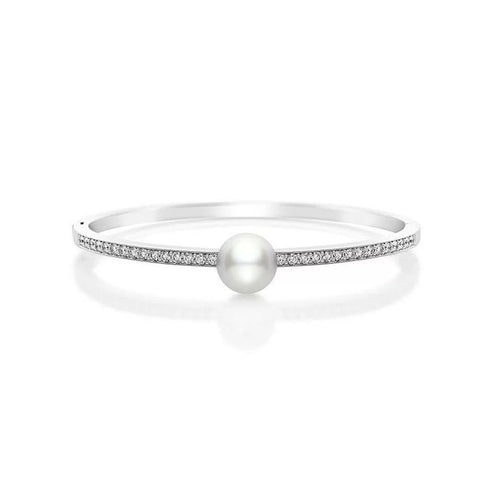 Classic White South Sea Cultured Pearl And Diamond Bracelet - 1