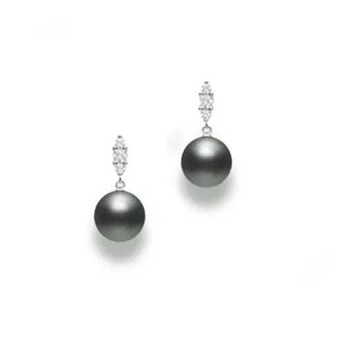 9mm Black South Sea & Diamond Earrings - 1