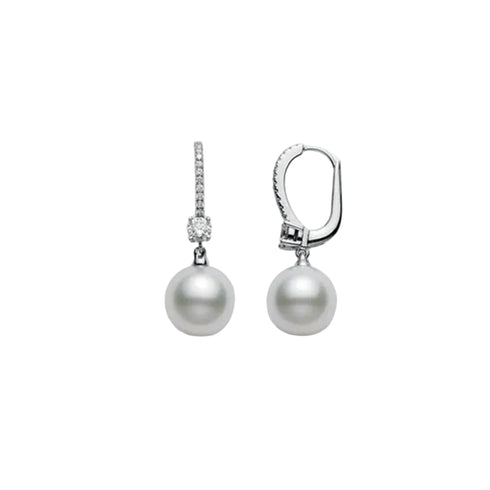 Classic Elegance White South Sea Cultured Pearl Lever Back Earrings - 1