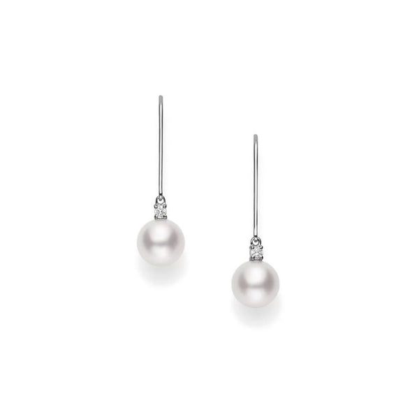 Akoya Leverback Earrings With Diamonds - 1