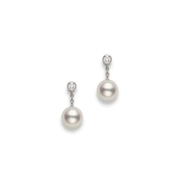 Classic Akoya Cultured Pearl And Diamond Drop Earrings - 1