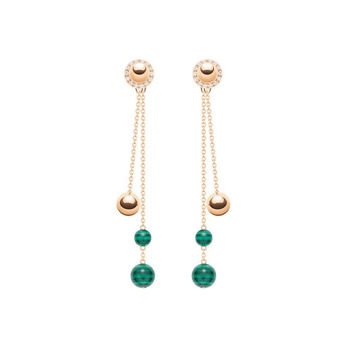 Possession Adjustable Dangle 62mm Diamond And Malachite Earrings - 1