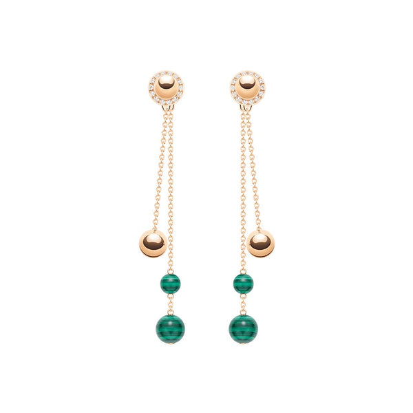 Possession Adjustable Dangle 62mm Diamond And Malachite Earrings - 1