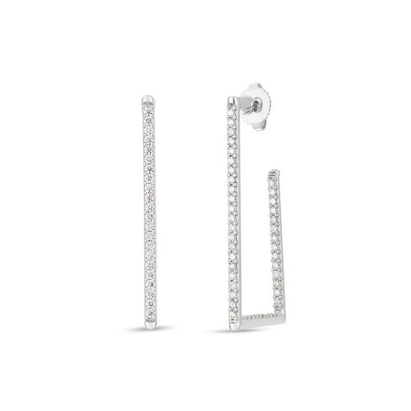 Small Rectangular Diamond Earrings - 1