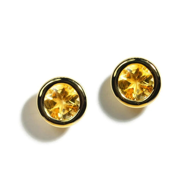Gaia Round Stud Citrine Earrings - 1