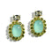 Sole Halo Cushion Drop Chalcedony And Peridot Earrings - 1