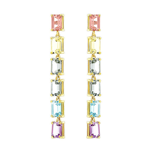 Amalfi Emerald Cut Pastel Midi Drop Earrings - 1