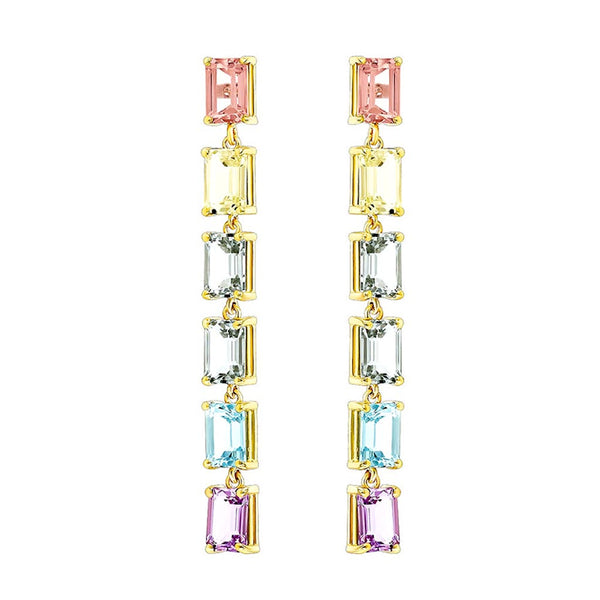 Amalfi Emerald Cut Pastel Midi Drop Earrings - 1