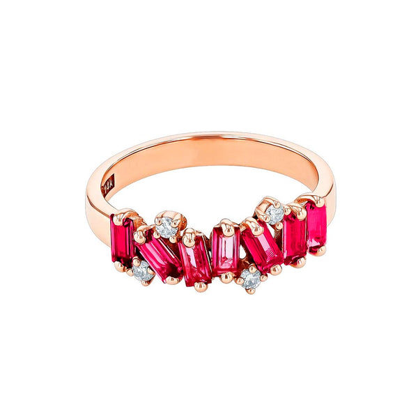 Amalfi Burst Pink Topaz Half Band - 1