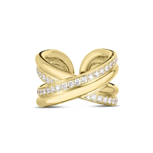 Cialoma Wide Diamond Crossover Ring - 1