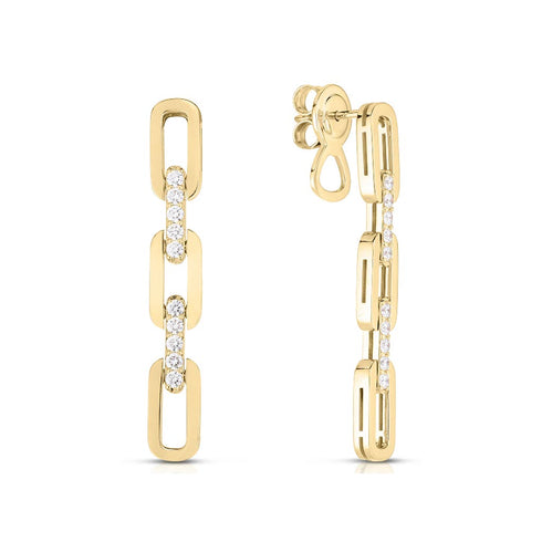 Navarra Paperclip Pave Dangle Round Diamond Earrings - 1