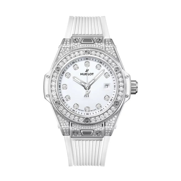 Big Bang One Click Steel White PavE Diamonds Dial 33mm Watch - 1
