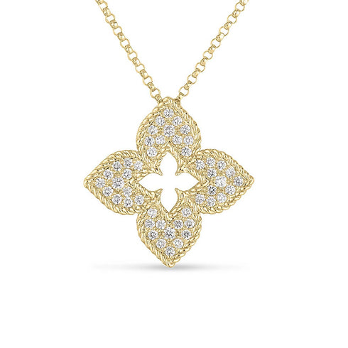 Venetian Princess Pave Flower Diamond Link Pendant - 1