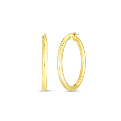 Designer Gold Classic Medium Thick Hoop Earrings - 1
