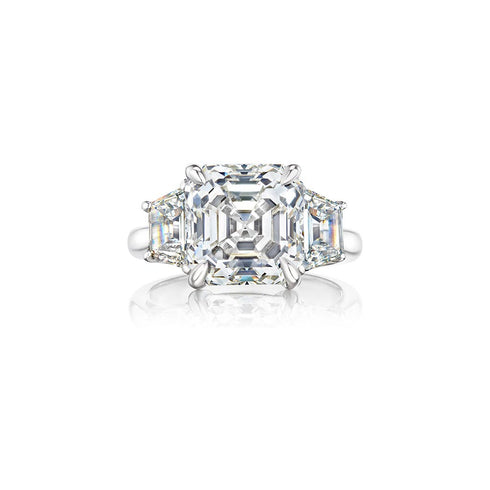 Trapezoid Diamond Engagement Ring for a 5ct Asscher - 1