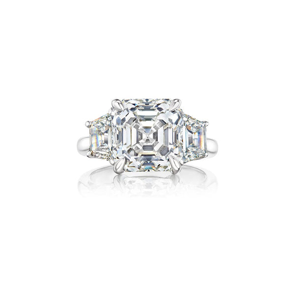 Trapezoid Diamond Engagement Ring for a 5ct Asscher - 1
