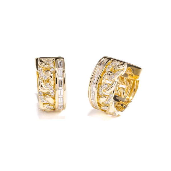 Split Link Huggie Diamond Earrings - 1