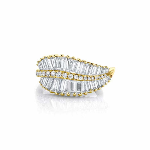 Sideways Palm Leaf Diamond Ring - 1