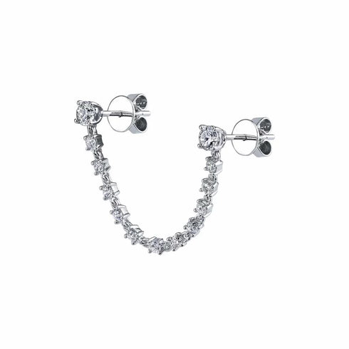 Double Piercing Diamond Loop Earring - 1