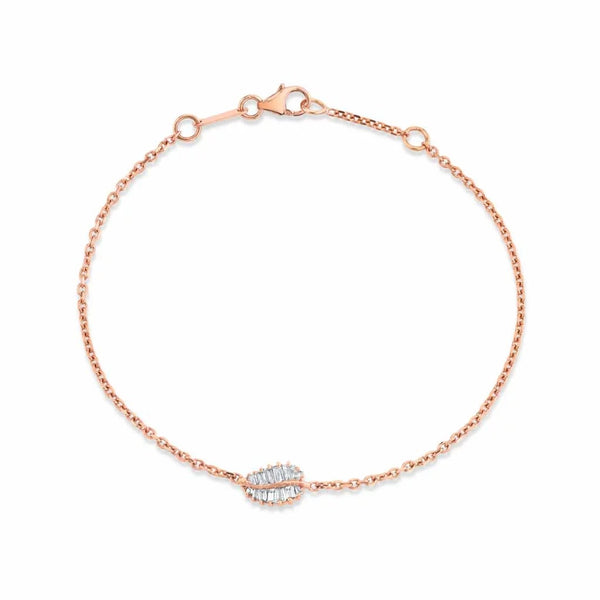Small Palm Leaf Diamond Chain Bracelet - 1