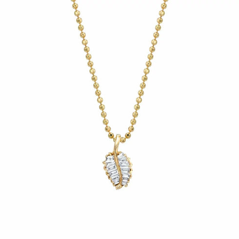Small Palm Leaf Diamond Necklace - 1