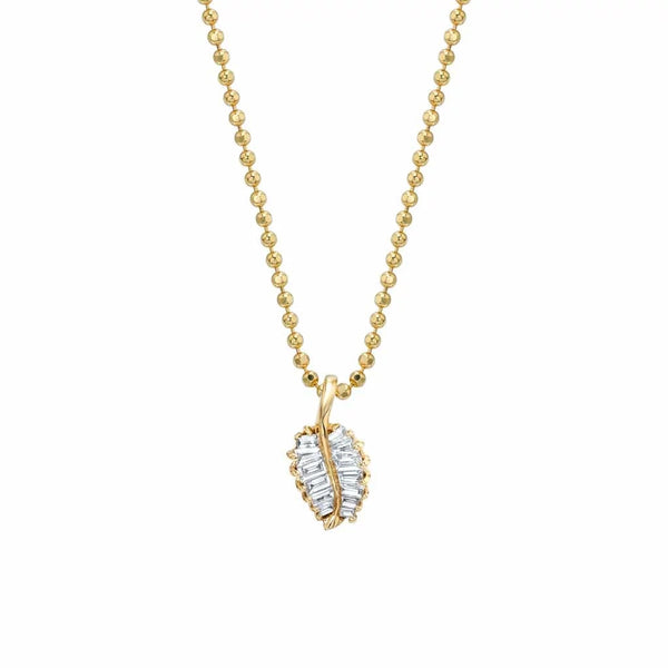 Small Palm Leaf Diamond Necklace - 1