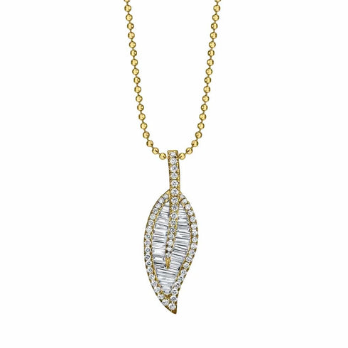 Large Leaf Diamond Necklace - 1