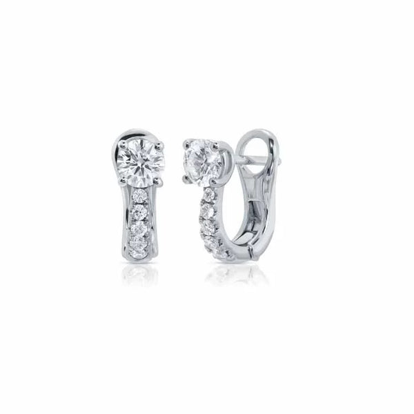 Flat Pave Diamond Huggies With Round Diamonds - 1
