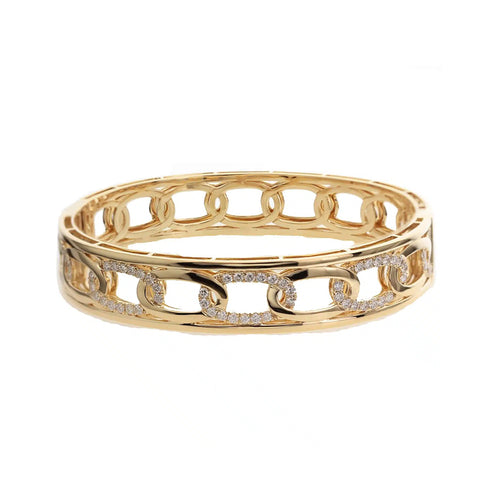 Diamond Link Bangle 18K Yellow Gold - 1