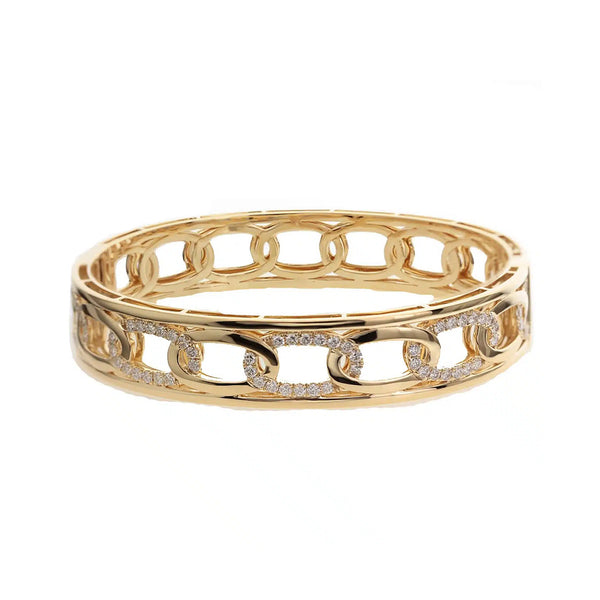 Diamond Link Bangle 18K Yellow Gold - 1