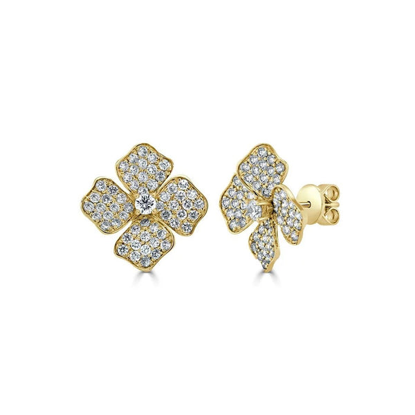 Diamond Flower Studs - 1
