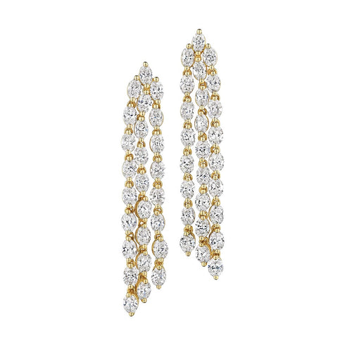 Dangle Oval Diamond Earrings - 1